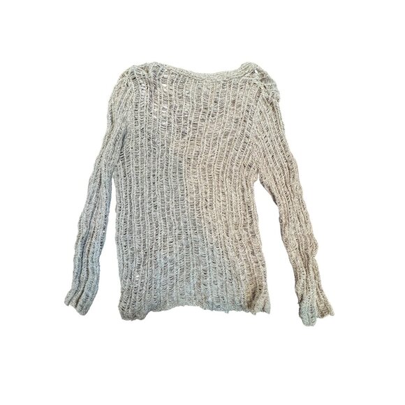 Chicos Open-Stitch Knit Sweater Womens Size 0 Beige Lightweight Casual Long Slee - Picture 2 of 4